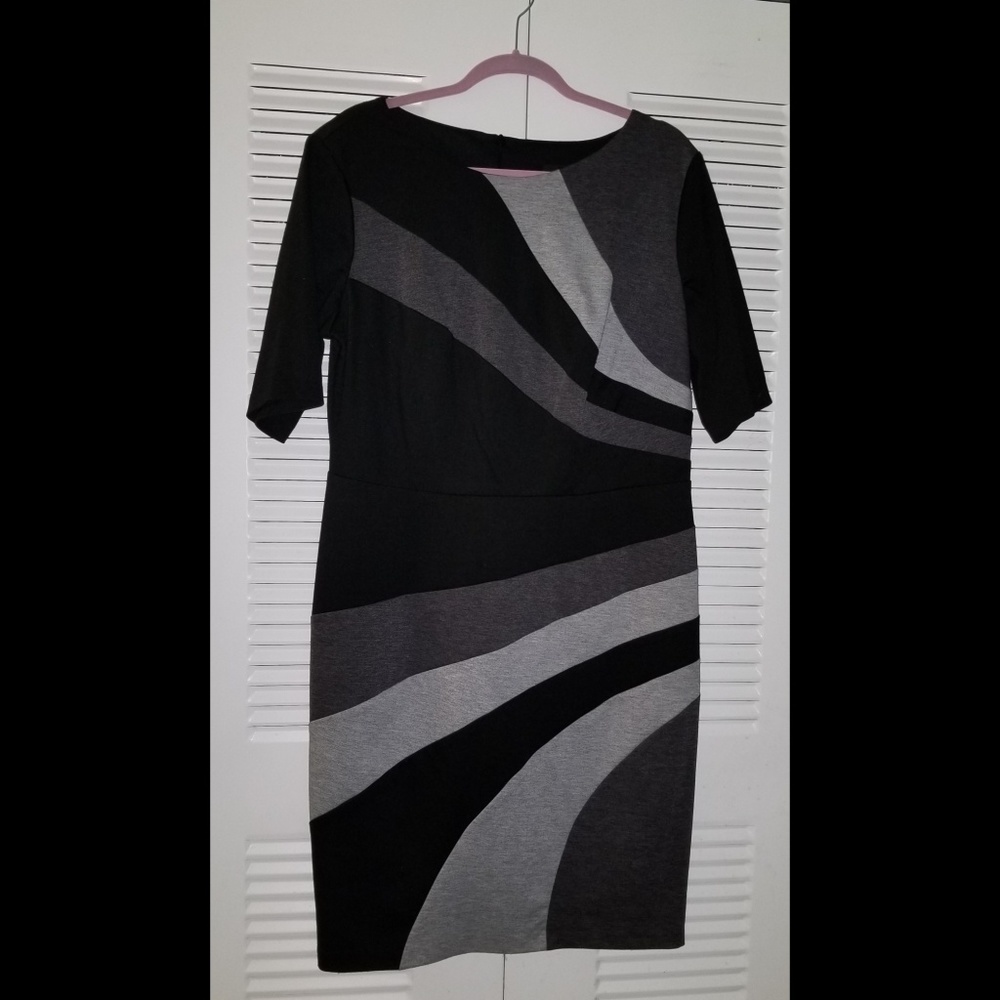 Beautiful three quarter sleeve black & grey dress